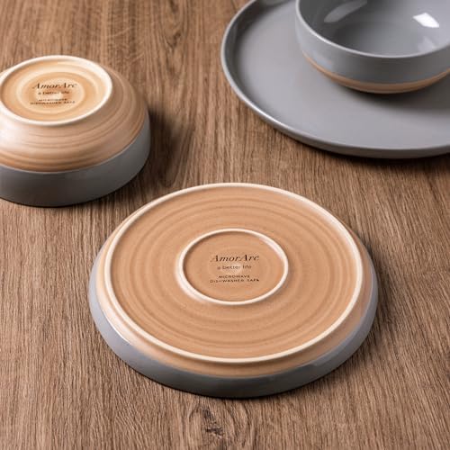 AmorArc Dinnerware Sets for 4, 12 Pieces Ceramic Plates and Bowls Set - Image 4