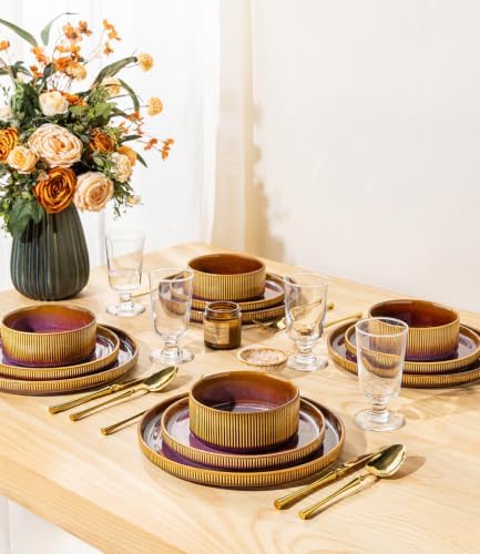 TheTerra Ceramic Dinnerware Set for 4, 16-Piece Plates and Bowls Set - Image 6