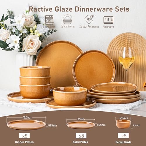 GBHOME Dinnerware Sets for 8, 24 Pieces Ceramic Plates and Bowls Set - Image 4