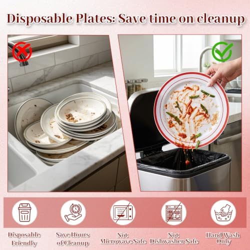 DaYammi 350PCS Red Plastic Dinnerware Set for 50 Guests - Image 7