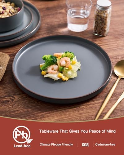 Famiware Nebula Ridge 12-Piece Stoneware Dinnerware Set, Charcoal - Image 5