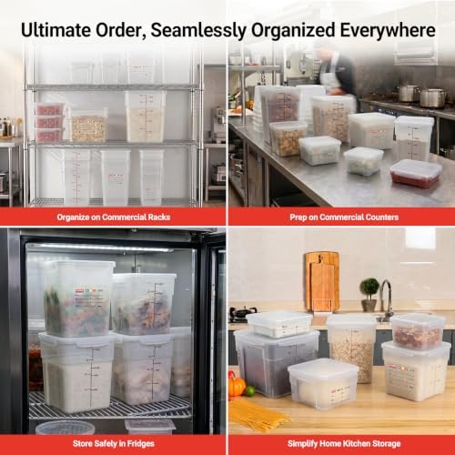 2 Pack 4 QT Airtight Commercial Food Storage Containers, BPA-Free Translucent Polypropylene, Built-In Labeling Area, Stackable for Coffee Beans & Dry Goods, Shallow Model - Image 7