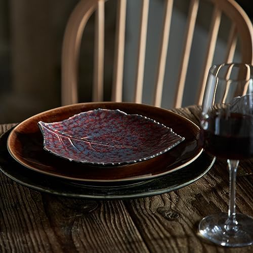 Costa Nova Ceramic Stoneware 9" Hydrangea Leaf - Riviera Collection, Vigne (Burgundy) | Microwave & Dishwasher Safe Dinnerware | Food Safe Glazing | Restaurant Quality Serveware - Image 5