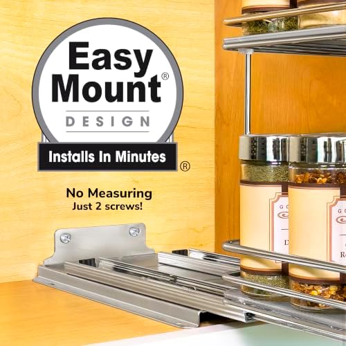 LYNK PROFESSIONAL® Pull Out Spice Organization for Cabinets - 8-3/8 inch Wide – Spice Rack for Inside Cabinets, Slide Out Spice Rack Organizer for cabinet – Pull Out Spice Rack, Sliding 2 Tier Chrome - Image 3