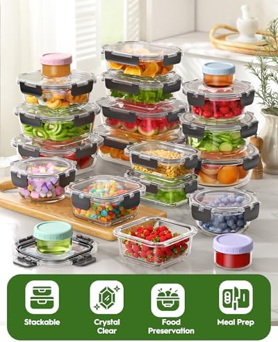Canfanni 40 Piece Glass Food Storage Containers with Airtight Lids - Image 7