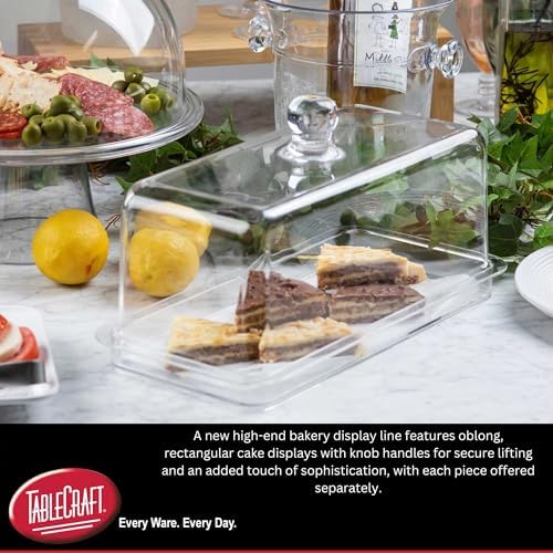 TableCraft 11887 Rectangular Cake Dome with Knob Handle, Clear SAN Plastic, Shatter-Resistant Display Cover for Cakes, Pastries, and Sandwiches, 13.5" x 7.7", BPA Free, Dishwasher Safe - Image 3
