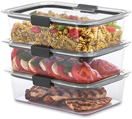 Rubbermaid Brilliance Food Storage Container, Large, 9.6 Cup, Clear, 3 Pack - Image 2