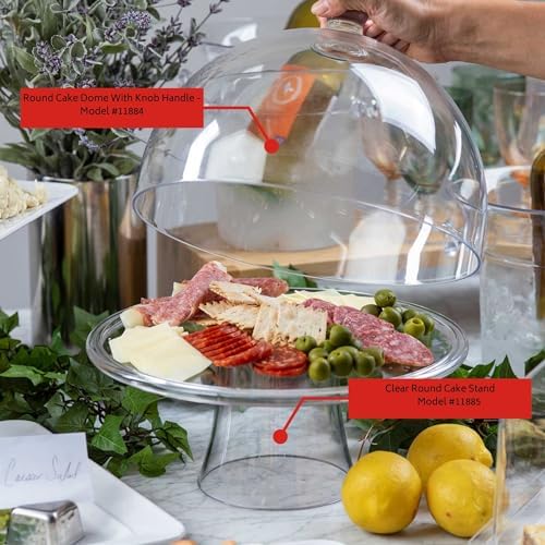 TableCraft 11884 Round Cake Dome with Knob Handle, Clear SAN Plastic, Shatter-Resistant Display Cover for Cakes, Pastries, and Sandwiches, 12" Diameter, BPA Free, Dishwasher Safe - Image 4