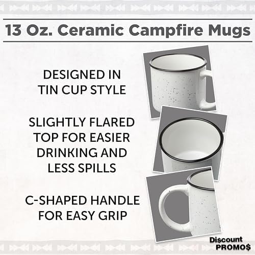DISCOUNT PROMOS Ceramic Campfire Coffee Mugs 13 oz. Set of 10, Bulk Pack - Perfect for Tea, Espresso, Cappuccino, Hot Cocoa - White - Image 3