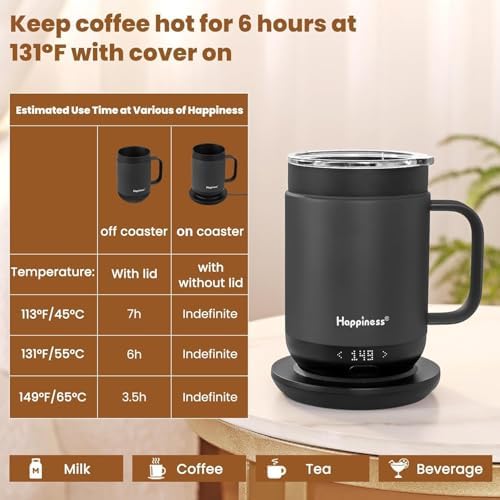 Happiness Self-Heating Coffee Mug,16oz Temperature Control Smart Cup - Image 3