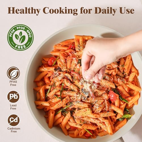 SENSARTE Ceramic Pots and Pans Set Nonstick, 20Pcs Cookware Set, Taupe - Image 4