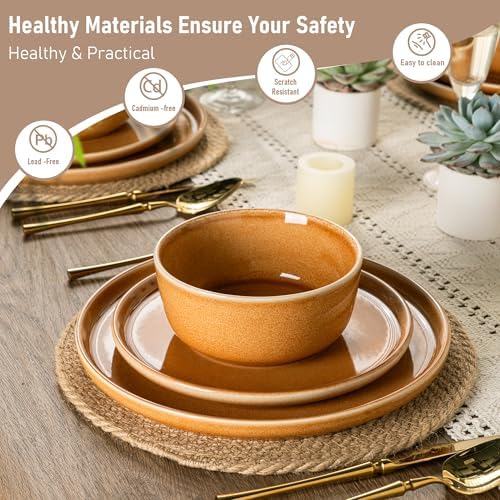 GBHOME Dinnerware Sets for 4, 12 Pieces Ceramic Plates and Bowls Set - Image 3
