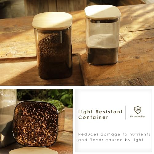 LIBWYS 4-Pack Anti-UV Square Glass Storage Jars with Bamboo Lids (1.22Qt) - Image 3