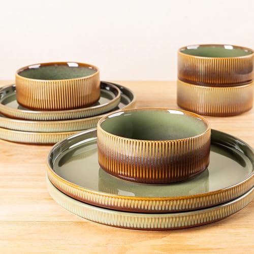 TheTerra Ceramic Dinnerware Set for 8, 24-Piece Plates and Bowls Set - Image 5