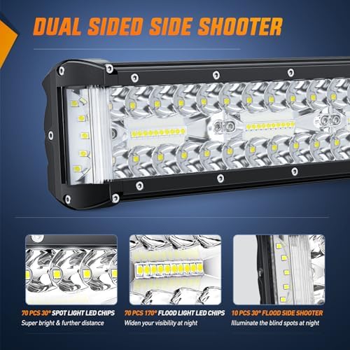 Nilight 20 Inch Side Shooter Light Bar Spot Flood Combo Triple Row - Image 5