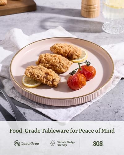 famiware Star 10/8 inches Dinner Plates Set for 6, Light Pink - Image 5