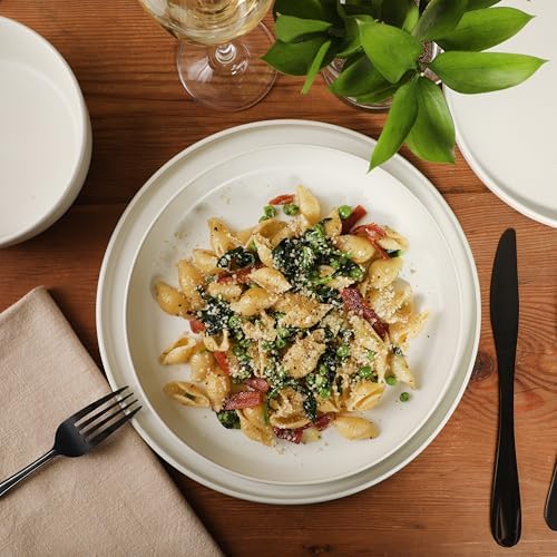 Gibson Elite Bayou Moon Plates and Bowls Sets, 16-Piece White Matte Stoneware Dinnerware Sets, Solid Color Reactive Glaze Dish Set - Image 3