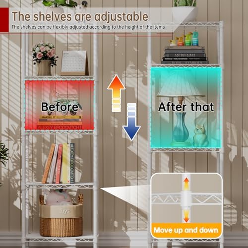 Golpart 5Tier Adjustable Storage Shelves Metal Wire Shelving Standing Shelf - Image 6