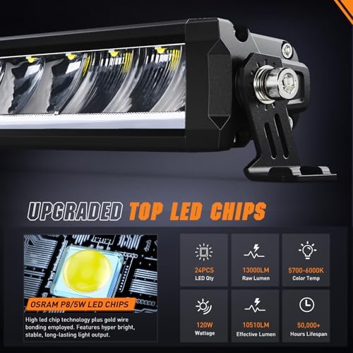 Nilight LED Light Bar with Amber DRL 30 Inch 120W Single Row Light - Image 3