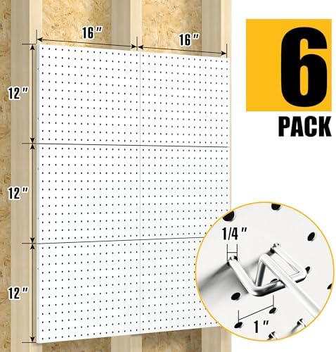 Spampur Peg Board, 6 Pack Metal Pegboard Panels with 50 Hooks - Image 3