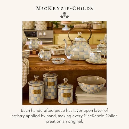 MACKENZIE-CHILDS Enamel Canister, Medium, Light-Blue-and-White Sky Check - Image 6