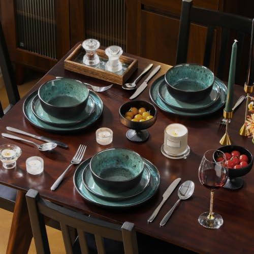 vancasso 18-Piece Gray Green Stoneware Plates and Bowls Set for 6 - Image 7
