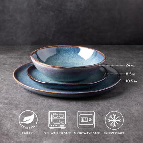 AmorArc Ceramic Dinnerware Sets for 4, 12Pcs Plates and Bowls Sets Dishes - Image 2
