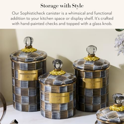 MACKENZIE-CHILDS Enamel Canister, Medium, Gray-and-Bronze Sophisticheck - Image 2