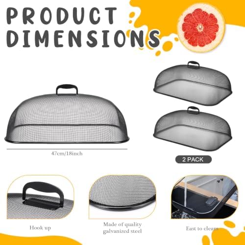 Hicarer 2 Pcs Metal Mesh Food Covers for Outdoors 18 Inch, Black - Image 2