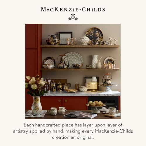 MACKENZIE-CHILDS Pedestal Platter, Large, Brown-and-White Mocha Check - Image 6