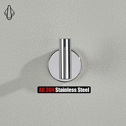 JQK Bathroom Hardware Set Chrome, 5-Piece Bath Accessories Set Polished Chrome Wall Mount Includes 24 in Towel Bar, 7 in Towel Ring, Toilet Paper Holder, 2 Towel Hooks, BAS165-CH - Image 6
