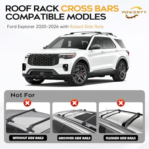 300LBS Roof Rack Crossbar for 2020-2026 Ford Explorer with Raise Rails - Image 2