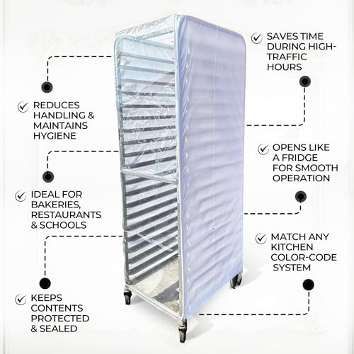 Bakery Food Pan Sheet Rack Cover | Size: 23"W x 28"L x 33"H | Material: Heavy-duty Nylon | Zippers:2 | Color:White | Pack of 1 - Image 6