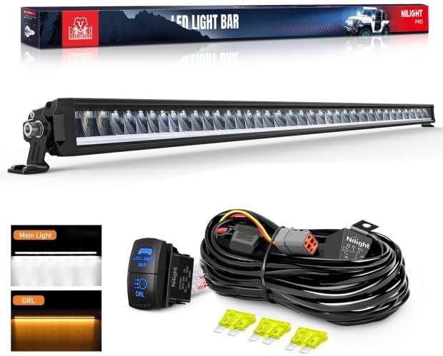 Nilight LED Light Bar with Amber DRL 50.5 Inch 210 W Single Row Light by Nilight