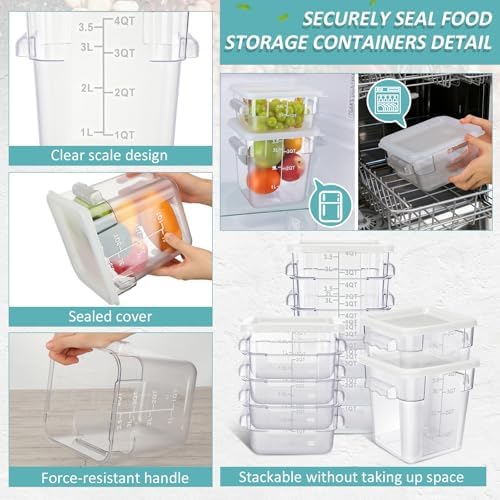 Yungyan 16 Pcs Restaurant Food Storage Containers with Lids Set, White Lids - Image 3
