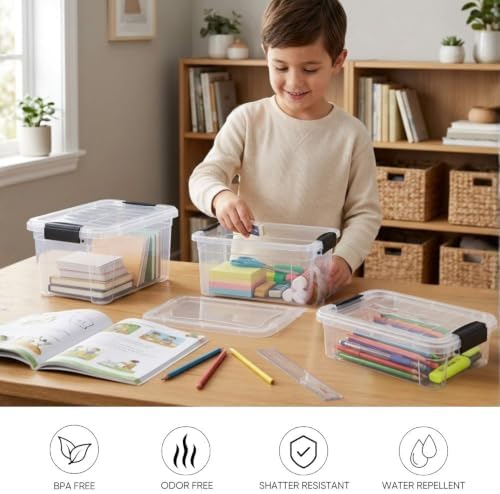 Superio 1.05 Quart Mini Clear Plastic Storage Container with Lid, Stackable Small Organizer Box for Crayons, Art Supplies, Beads, Sewing, Stationery & Food Storage, 5 Pack - Image 4