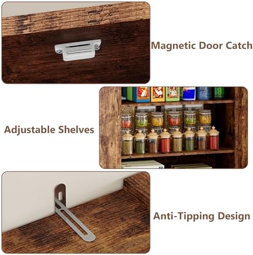 BORNOON Pantry Organizers and Storage Cabinet, 67.71” Barn Door Kitchen Cabinet with Drawers and Adjustable Shelf, Tall Pantry for Kitchen, Dining Room, Living Room - Image 5
