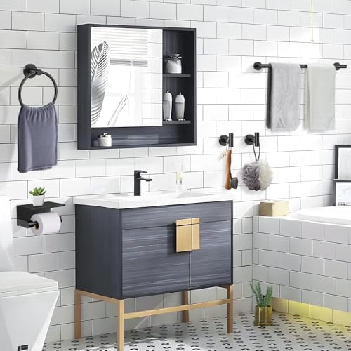 Lairuier Bathroom Hardware Set Matte Black, Towel Holder Set Wall Mounted - Image 6
