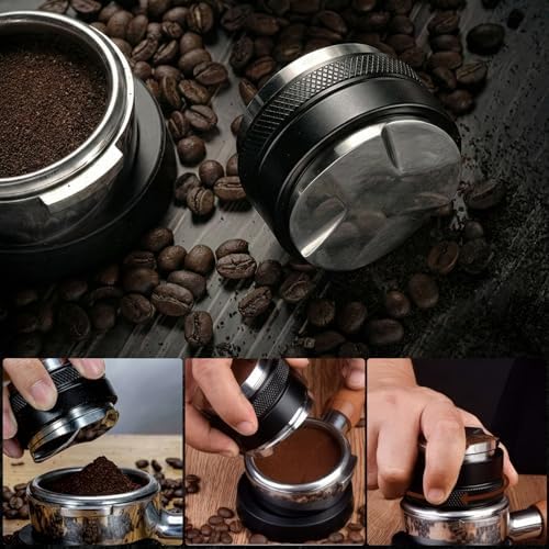 51mm Espresso Accessories Kit - 3 PCS Heavy Duty Dual Head Coffee Distributor and Tamper, WDT Tool, Magnetic Dosing Funnel - Fits Delonghi Breville 51mm Machines and Portafilter - Image 2