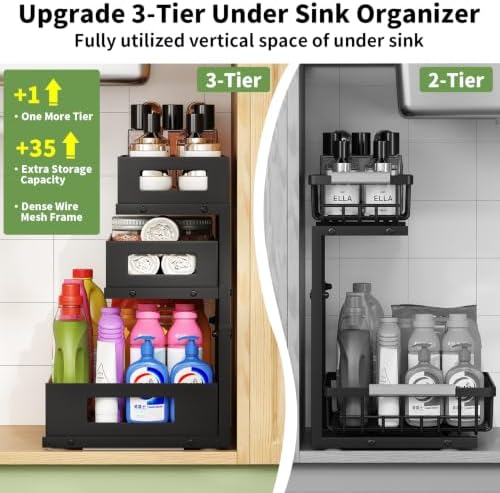Under Sink Organizer,3-Tier Heavy Duty Pull out Cabinet Organizer Shelf - Image 6