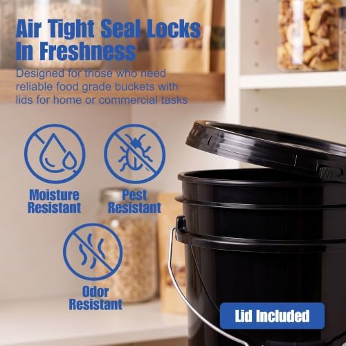 ePackageSupply 5 Gallon Bucket - Food Grade w/Lid BPA-Free,120 Pack - Black - Image 5