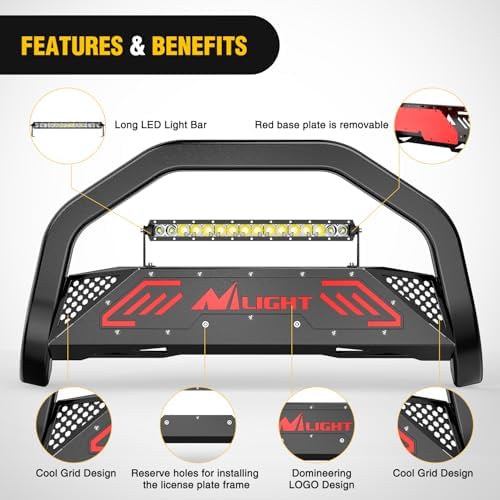 Nilight Bull Bar with Light for 2007-2018 Chevy Silverado GMC Sierra 1500 - Image 6