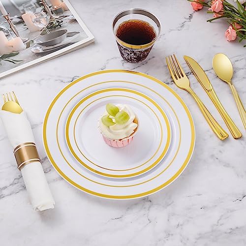 Goodluck 700 Piece Gold Plastic Dinnerware Set for 100 Guests - Image 4