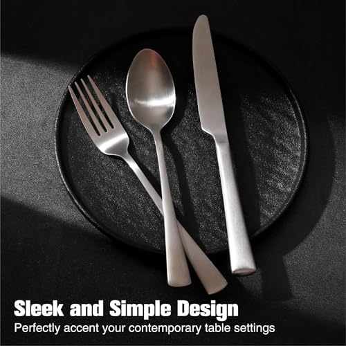 18/10 Flatware set for 4, 20 Piece Matte Stainless Steel Silverware Set - Image 5