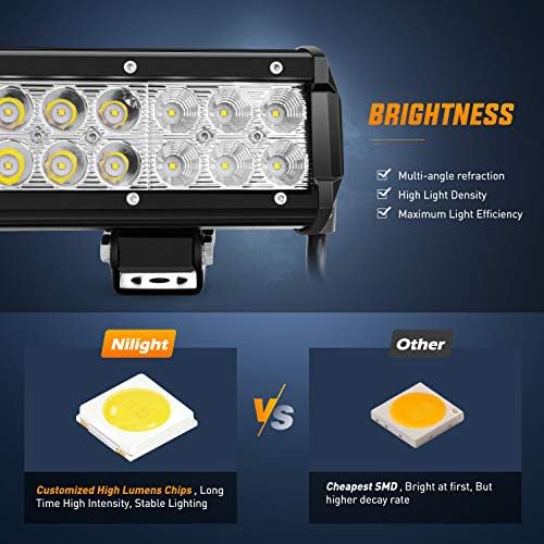 Nilight 20Inch 126W Spot Flood Combo Led Light Bar 2PCS 4Inch 18W Flood LED Pods Fog Lights Off Road with 16AWG Wiring Harness Kit-3 Leads for Van Camper Car Pickup Golf Cart ATV UTV SUV Truck Boat - Image 6