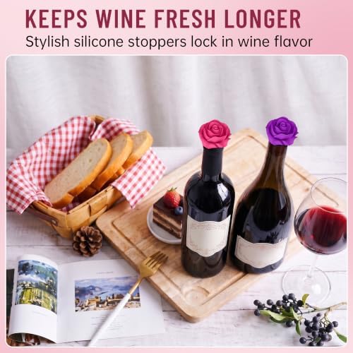 2‑Pack Silicone Wine Stoppers, Rose Shaped Bottle Stoppers - Image 4