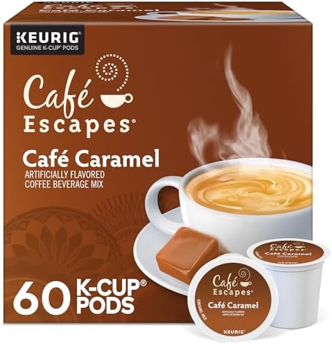 Café Escapes Café Caramel Coffee Beverage, Single-Serve K-Cup Pods, 60 Count by Cafe+Escapes