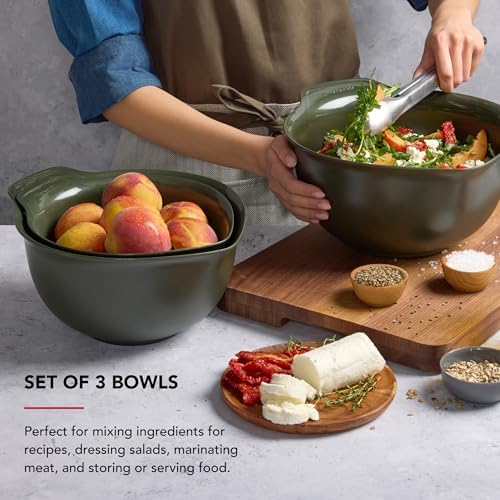KitchenAid Universal Nesting Plastic Mixing Bowls, Set of 3, 2.5 quart, 3.5 quart, 4.5 quart, Evergreen - Image 3