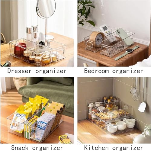 4Pack Stackable Fridge Drawers Pull-out Storage Bins with Handle Clear Food Container for Refrigerator Plastic Dresser Organizer Fruit&Veggie Keeper for Freezer Cabinet Kitchen Organization - Image 6
