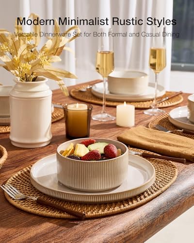 Famiware Star Ceramic Plates and Bowls Sets, 8-Piece Dinnerware Set for 4 - Image 4